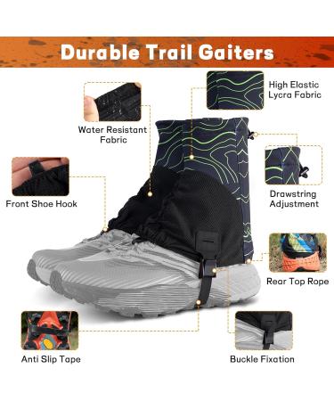 Pilipane Trail Gaiters Low Gaupche Unisex | Water-Resistant Hiking Ankle Gaiters for Men & Women - Yellow Army Green | Optimal Protection for Outdoor Adventures - Buy Online on SooperMarket.com