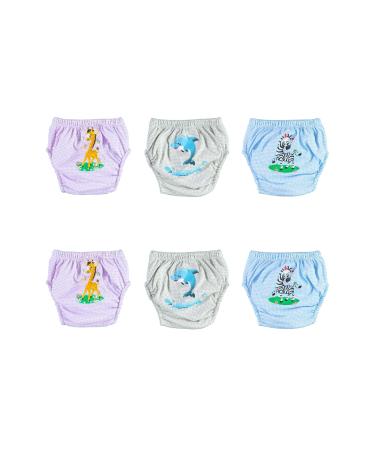 Ozyol Trainerhosen for droplet training 6 -pack - reusable learning diapers baby underwear for getting clean toilet training 90 safari
