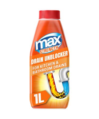 Max Strength Drain Unblocker 1L Kitchen and Bathroom Drain Unblocker Unclogs Pipes and Tackles Slow Running Water 1 Liter