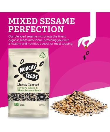 Mixed Black & White Savory Toasted Sesame Seeds by Munchy Seeds - Perfect Vegan Snack Protein-Rich Ideal for Salads & Sushi Nutrient-Dense 500g Mixed Sesame Seeds - Buy Online on SooperMarket.com