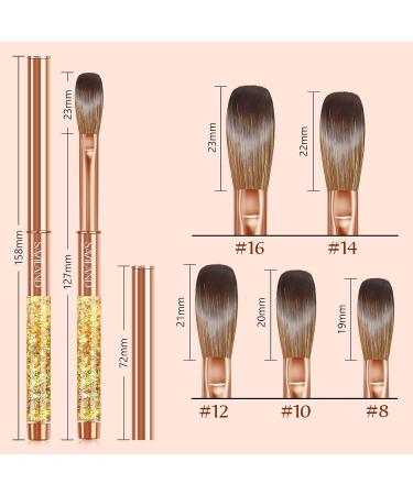 Saviland Pure Kolinsky Acrylic Nail Brush Size 14 - Professional Oval Brush for Acrylic Application - Golden Handle with Glitter - Nail Art Tool - Buy Online on SooperMarket.com