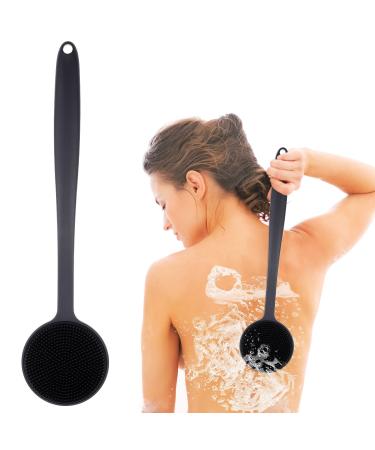 WLLHYF Back Scrubber Silicone Body Scrubber Long Handle Bath Shower Back Brush Body Exfoliator (Long Handle)