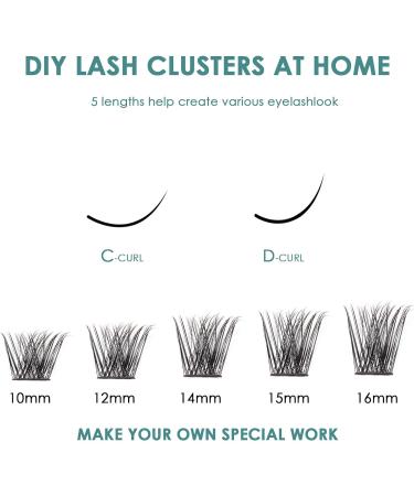 SISILILY Lash Extension Kit - DIY Natural Cluster Lashes with Glue, Tweezers & Bond - C D Curl 10/12/14/15/16mm - 120 Clusters (DM17-mix) - Buy Online on SooperMarket.com