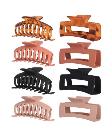 8 Pack Multi-Color Large Hair Claw Clips, Banana Barrettes Celluloid French Leopard Print Hair Jaw Clips for Women and Girls (8 Pack)