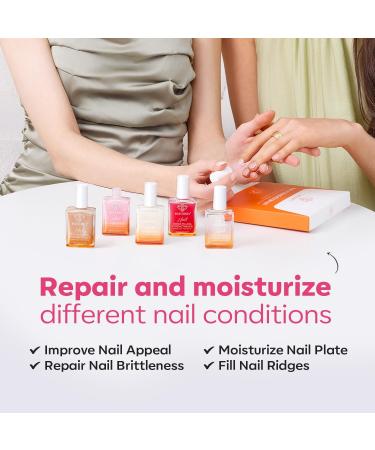 Modelones 15ml 8-in-One Nail Ridge Filler Strengthener Base Coat Nail Polish Repair Nail Growth Treatment for Thin and Damaged Nails Pink - Buy Online on SooperMarket.com