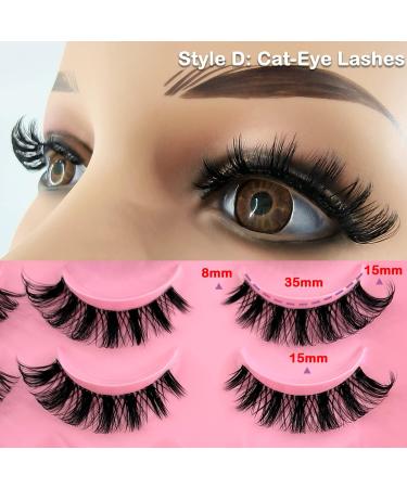 20 Pairs Russian Strip Lashes - D Curl Cat-Eye Wispy False Eyelashes with Clear Band | Natural Look & Volume - Heracks - Buy Online on SooperMarket.com