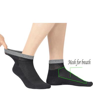 Yomandamor Bamboo Diabetic Socks for Men - 6 Pairs, Size 10-13, Lightweight & Seamless Ankle Socks in Black - Buy Online on SooperMarket.com