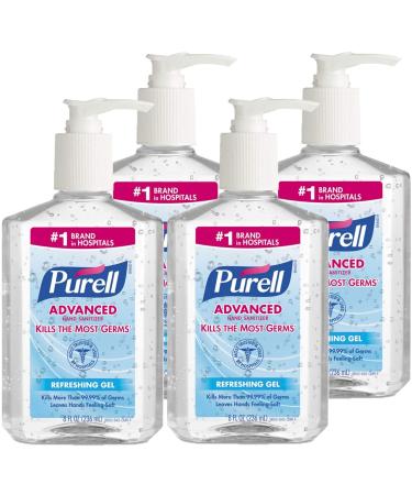 Advanced Hand Sanitizer Refreshing Gel Clean Scent 8 oz Pump Bottle / 4 Bottles