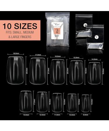 Vixi 600 Medium Square Nail Set with Prep File | Clear Express Full Cover False Fingernail Extensions - 10 Sizes | For Salon Professionals & Home Use - Buy Online on SooperMarket.com