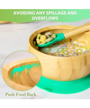 Suction Bowl Set for Babies & Toddlers | Bamboo Wood Feeding Bowl with Lid & Spoon | Stay Put Tableware for Easy Cleaning | Ideal for Weaning Journey - Buy Online on SooperMarket.com