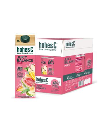 High C Juicy Balance Multi (6 x 1l) less sugar multi-fruit juice vitamin C without sweeteners practical cardboard packaging 100% recyclable vegan multivitamin 6 l (1 Pack)