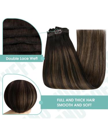 Youngsee Clip-In Extensions - Braun Balayage Real Hair Invisible Clips 120g 45cm (7PCs) - Remy Hair for Effortless Style - Buy Online on SooperMarket.com