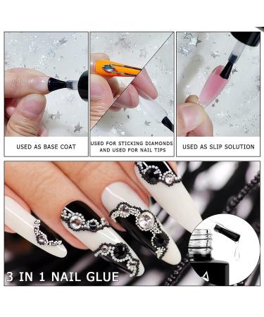 Lofuanna 3 in 1 Nail Glue Gel 8ML - Curing Needed, Base Coat, Slip Solution - Fake Nails, Nail Tips - Poly Gel Compatible - 1Pcs - Buy Online on SooperMarket.com
