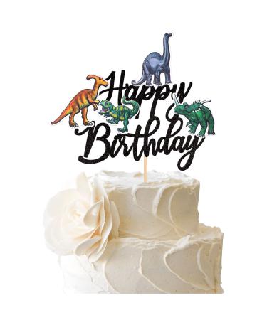 1 piece dinosaurs Tortendendeco birthday cake topers roar rex cake decoration for young children dinosaur birthday baby shower party cake decorations accessories black dinosaur-black birthday birthday
