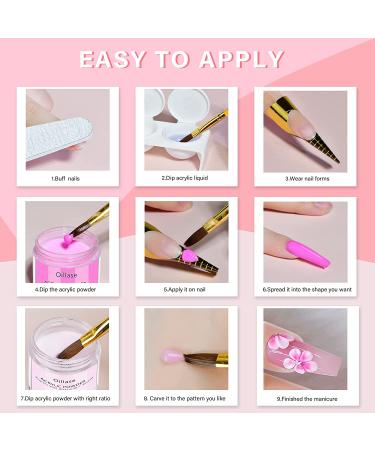 Acrylic Nail Kit for Beginners - Professional 10 Color Powder Set with Brush - Nail Extension Form Set-2 - Buy Online on SooperMarket.com