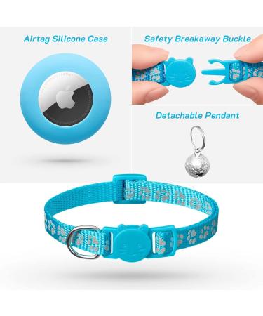 Lafayi 2 Pack Reflective Cat Collar with Airtag Case Adjustable GPS Tracker Personalized with Bell & Safety Lock - Blue - Buy Online on SooperMarket.com