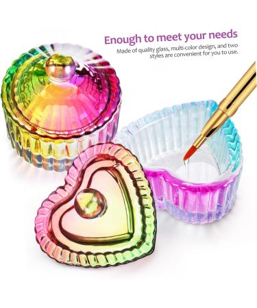 FRCOLOR 10 Pcs colorful crystal cup acrylic nail brush Rainbow Glass Crystal Acrylic dappen dishes monomer glass cups with lid dappen dish for acrylic nails glassware Nail supplies liquid - Buy Online on SooperMarket.com