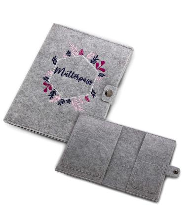 Cozy Racoon Mutterpass Cover - Pink Felt Hexagon | Made in Germany | Personalized Gift for Pregnant Mothers | Includes Pockets for Insurance Card & Ultrasound Images - Buy Online on SooperMarket.com