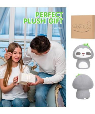 Mewaii 14 Soft Gray Sloth Mushroom Pillow Stuffed Animal Plush - Cuddly Gray Sloth Plushie Toy for Kids - Buy Online on SooperMarket.com