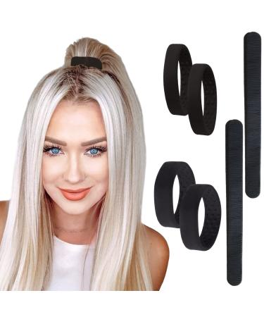6pc PONY-O and Bun Barz Variety Pack for Fine to Normal Hair - PONY-O Revolutionary Hair Accessories - Ponytail Holders and Hair Bun Makers - 2x Small PONY-O 2x Medium PONY-O and 2x Bun Barz - Black