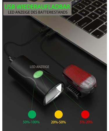 LED Bike Lighting Set - USB Rechargeable Waterproof Bicycle Lights for Kids & Adults - StVZO Approved Front & Rear Lamps - Buy Online on SooperMarket.com