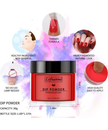 Lofuanna Dip Powder Nail Kit Starter-Red Nail Dipping Powder with Base&Top Coat&Activator&Brush Saver No UV/LED Needed DIY French Nail Art Manicure Easy to Apply for Home or Salon Use 015 - Buy Online on SooperMarket.com