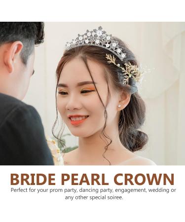 minkissy Rhinestone Pearl Crown Hair Comb - Mini Princess Crown Comb Wedding Crystal Tiara Crown Headbands for Wedding Birthday Party - Buy Online on SooperMarket.com