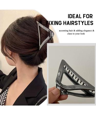 Elegant Gunmetal Triangle Metal Hair Clip for Women and Girls - Strong Hold for Daily Wear and Party - Fashionable and Versatile (Gunmetal) - Buy Online on SooperMarket.com