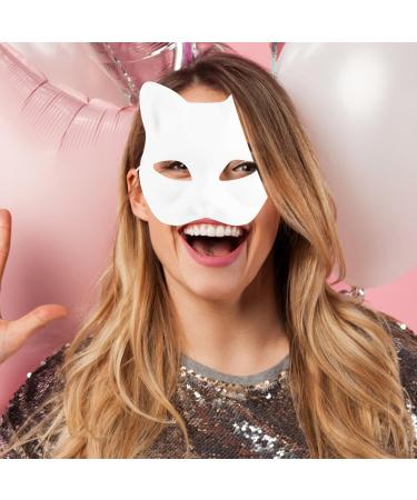 AOKWAWALIY 5pcs White Cat Masks | Blank DIY Halloween & Cosplay Half Face Masks | Perfect Masquerade Party Supplies - Buy Online on SooperMarket.com