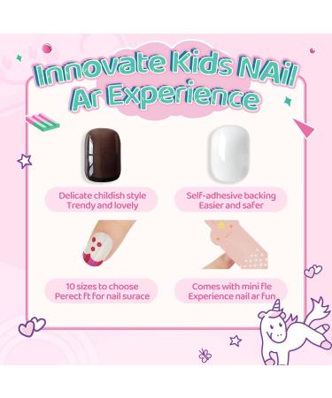 144Pcs Kids Christmas Style Press on Nails | Quick Stick on Fake Nails for Girls | Full Cover Acrylic Nail Kit | Children's Nail Decoration Set - Buy Online on SooperMarket.com
