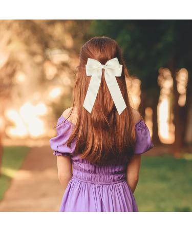 2 Pack Bow Hair Clips White Hair Bows for Women Girls Large Bow Clips Hair Barrette Hair Accessories Beige - Buy Online on SooperMarket.com