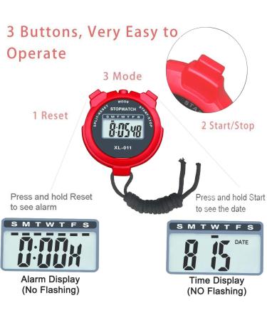 BESTWYA Digital Stopwatch Large Screen Handheld Count Up Timer - Time Calendar Clock Function (Pack of 8) - Buy Online on SooperMarket.com