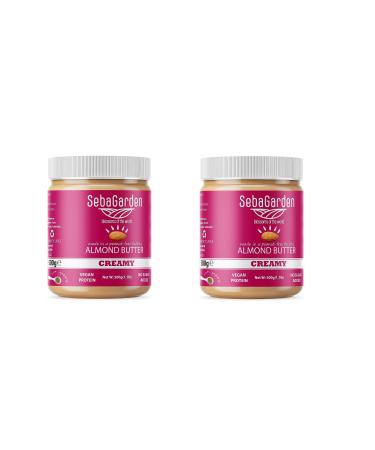 Almondmus-Seba Garden-1kg of pure natural creamy smooth californian almond butter spread 100% almonds paleo keto-friendly without sugar additive 500 g (2 pack)