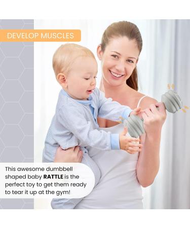 Silicone Baby Dumbbell Teether Toy - Weighted Rattle and Sensory Toy for Boys and Girls - Buy Online on SooperMarket.com