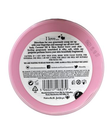I Love Raspberry & Blackberry Body Butter - 87% Naturally Derived Vegan Friendly Moisturizing with Shea Butter & Coconut Oil for Soft Skin - 200ml - Buy Online on SooperMarket.com