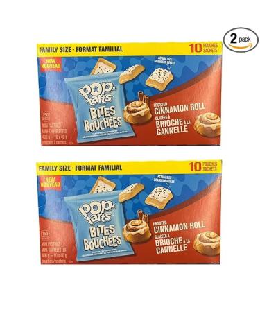 Pop-Tarts Bites Mini Pastries Frosted Cinnamon Roll Flavour - Family Size, 10 Pouches, 400g/14.1 oz (Pack of 2) Shipped from Canada