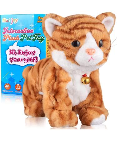Pattern Yellow Plush Cat Stuffed Animal Interactive Cat Robot Toy Barking Meow Kitten Touch Control Electronic Cat Pet Cat Kitty Toy Animated Toy for Girl Kid L:12" H:8" W:5" Yellow Pattern