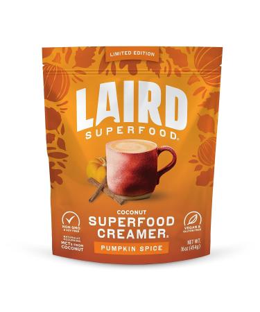 Laird Superfood Non-Dairy Original Superfood Pumpkin Spice with Real Pumpkin and Spices, Coconut Powder Coffee Creamer, Gluten Free, Non-GMO, Vegan, 16 oz. Bag, Pack of 1