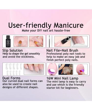 Lofuanna Poly Gel Nail Kit - Light Pink Poly Extension Gel Starter Kit with Lamp, Brush & Slip Solution - Nail Strengthening DIY Set for Beginners - Buy Online on SooperMarket.com