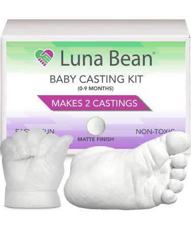 Luna Bean Baby Keepsake Hand Casting Kit - Plaster Hand Mold Casting Kit for Infant Hand & Foot Mold - Baby Casting Kit for First Birthday, Christmas & Newborn Gifts - (Clear Sealant - Matte) Clear Sealant - Matte Standard Size
