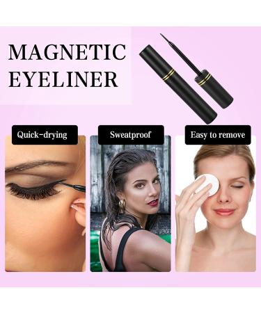 Magnetic Eyelashes and Eyeliner Kit - 12 Pairs Reusable Magnetic Lashes with Tweezers - 3D Natural Look False Eyelashes - Easy to Wear, No Glue Needed - Buy Online on SooperMarket.com
