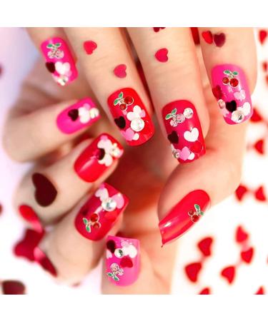 RUNRAYAY 36Pcs 3D Cherry Nail Art Charms Red & Pink Elegant Nail Studs Diamonds for Nail Accessories Summer Fruit Nail Jewelry Decoration for Diy Crafts Nail Decor - Buy Online on SooperMarket.com