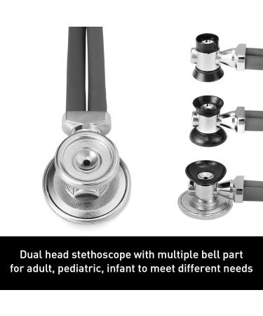 HONSUN Dual Head Stethoscope for Adults & Kids - Classic Cardiology Stethoscope for Doctors Nurses & Students - Gray - International Shipping Available - Buy Online on SooperMarket.com