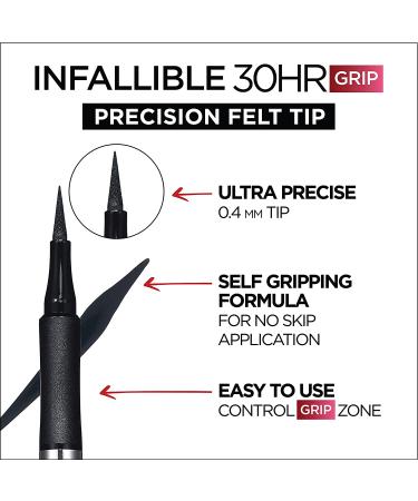 L'Oreal Paris Infallible Grip Precision Felt Eyeliner- Smudge Resistant, Long Lasting Waterproof Eyeliner in Grey - 0.03 fl oz (Pack of 1) - Buy Online on SooperMarket.com