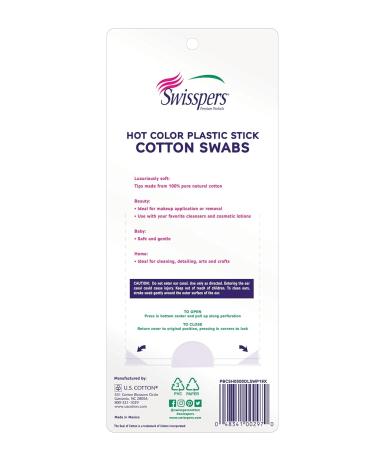 Swisspers Hot Color Cotton Swabs - 100% Cotton Double-Sided 6000 Swabs Total Pack of 12 - Ideal for Beauty & Personal Care - Buy Online on SooperMarket.com