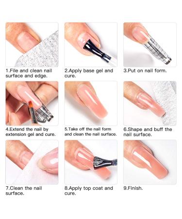 MEET ACROSS Glitter Poly Nail Extension Gel Kit - 3 Colors Builder Set for Quick Building Nail Extensions at Home - Silver, Pink, Blue - Buy Online on SooperMarket.com