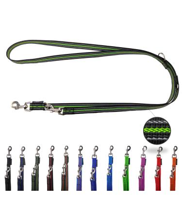Dog linen adjustable / double linen for medium and large dogs / 2m / 2.40m / 2.80m / 3.50m / 5m (black-neon green 2m) 2m black-neon green