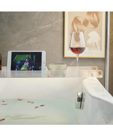 Acrylic Bathtub Tray Caddy with Non-Slip Surface and Gold Handles - Buy Online on SooperMarket.com