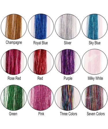 12 Colors Hair Lametta - 1800 Strands Glitter Hair Extensions for Women & Girls - 100cm Tinsel Highlights - Buy Online on SooperMarket.com