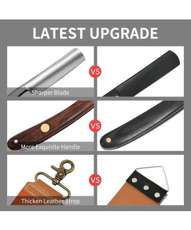 Vintage Wooden Straight Razor Set with Brush and Leather Strop | Classic Collection for Hair Shaving | Premium Quality - Buy Online on SooperMarket.com